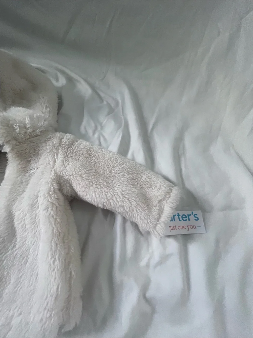 Carter's Plush Hooded Puffer Jacket in Cream with Hat NWT